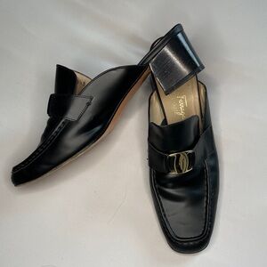 Salvatore Ferragamo Black Leather Women's Loafers